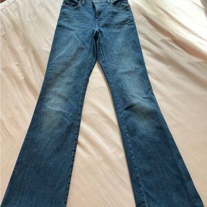 Uni boot: Blue Flare Wide Leg Jeans with Faded Wash